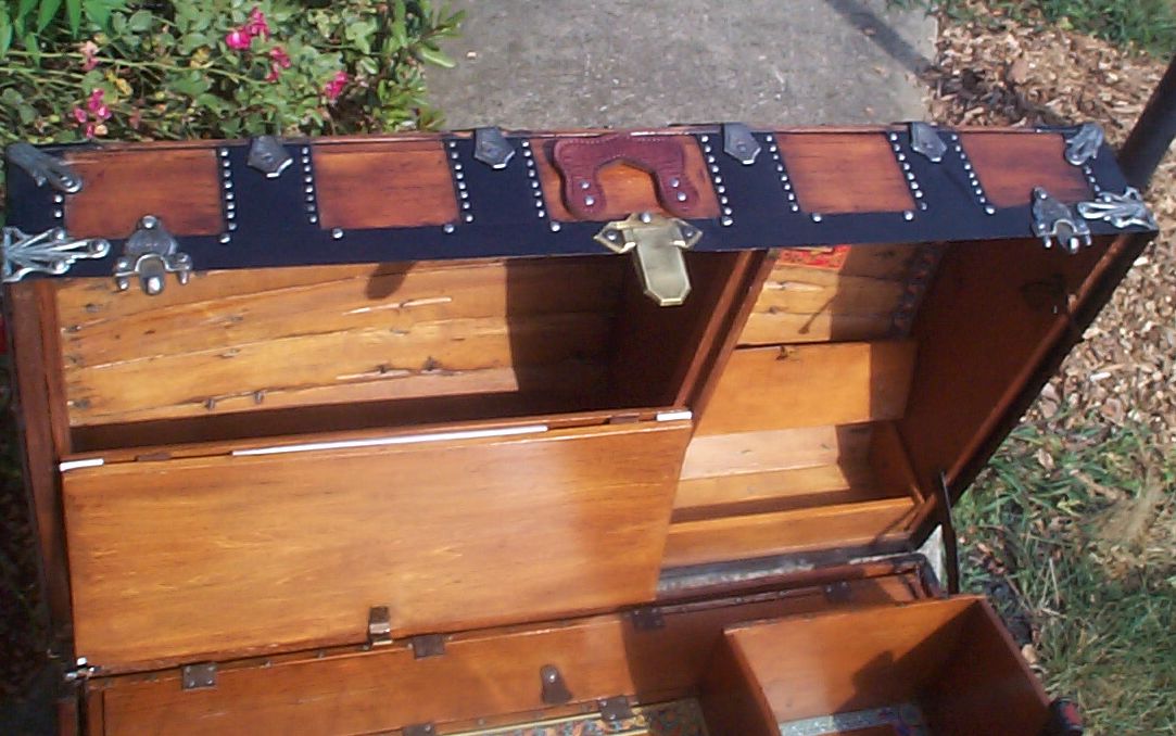 restored wood dome top antique trunk for sale 859