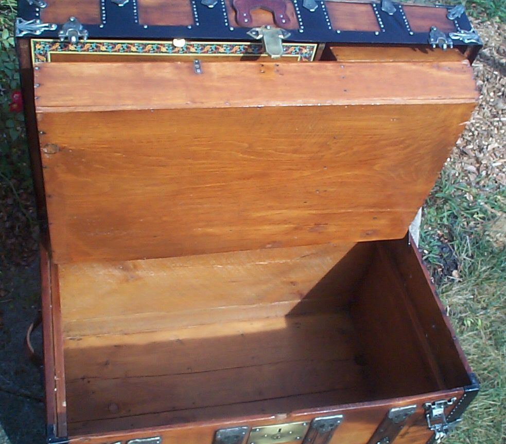 restored wood dome top antique trunk for sale 859