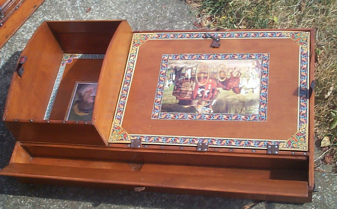 restored wood dome top antique trunk for sale 859