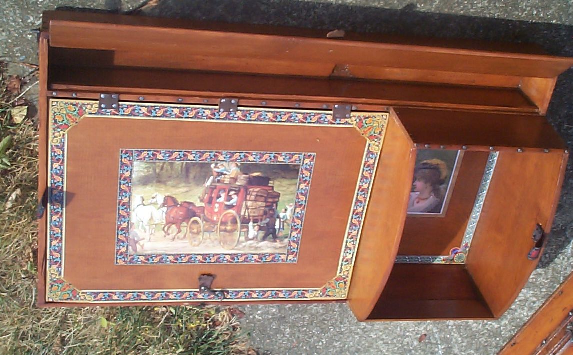 restored wood dome top antique trunk for sale 859