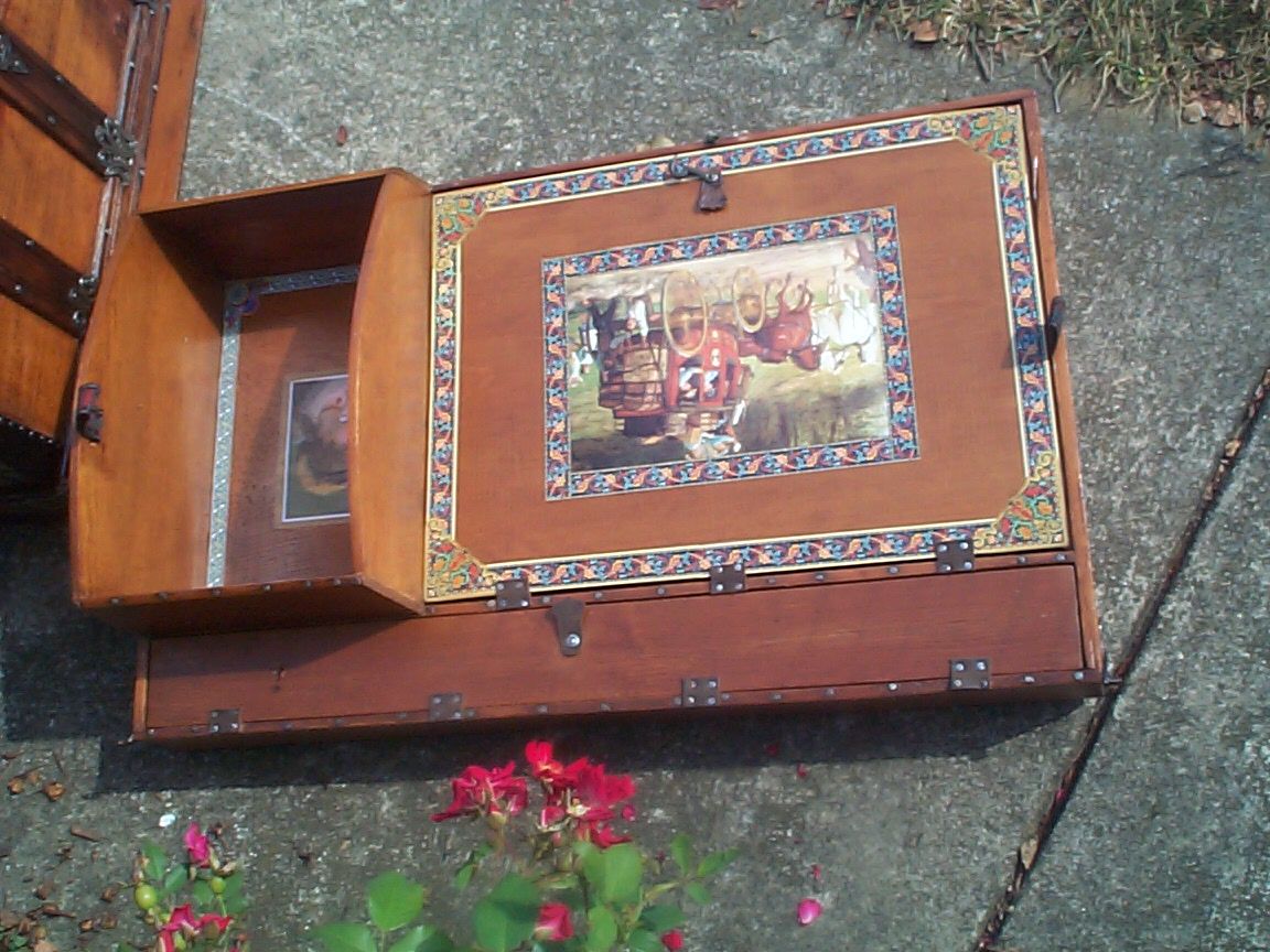 restored wood dome top antique trunk for sale 859