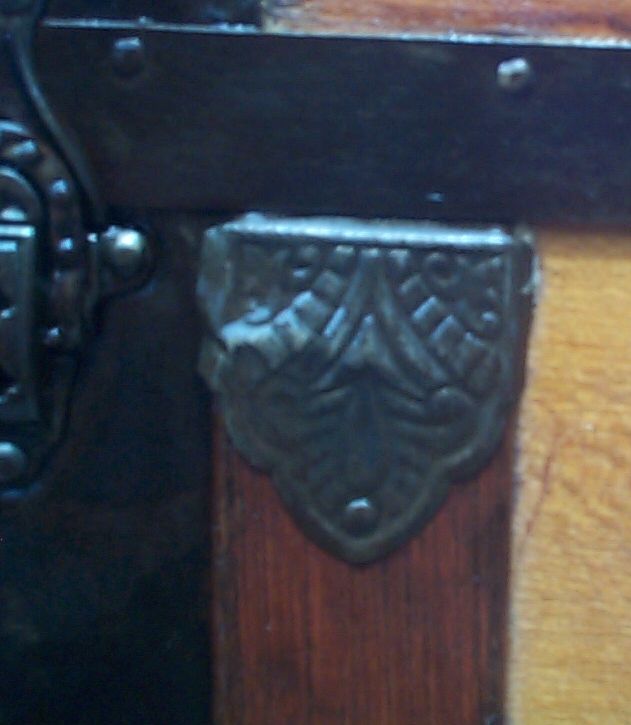 restored wood flat top antique steamer trunk 8643