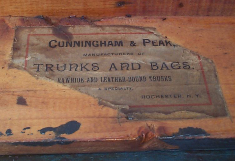 restored wood flat top antique steamer trunk 865