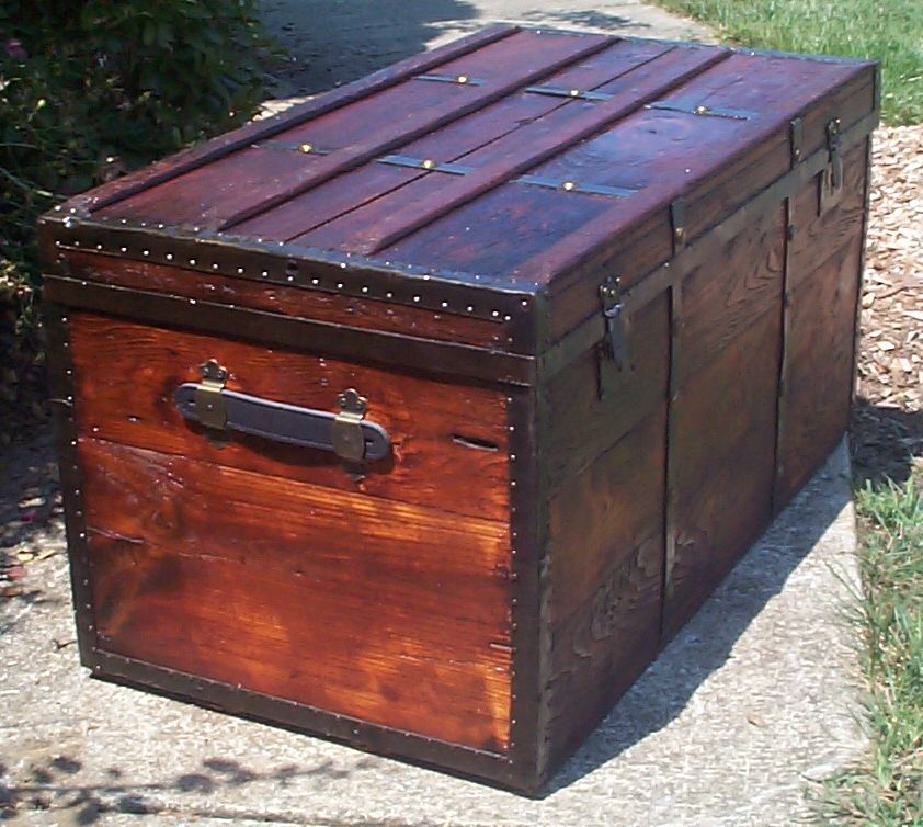 restored wood civil war flat top antique trunk for sale 872
