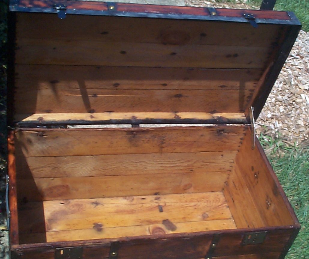 restored wood civil war flat top antique trunk for sale 872