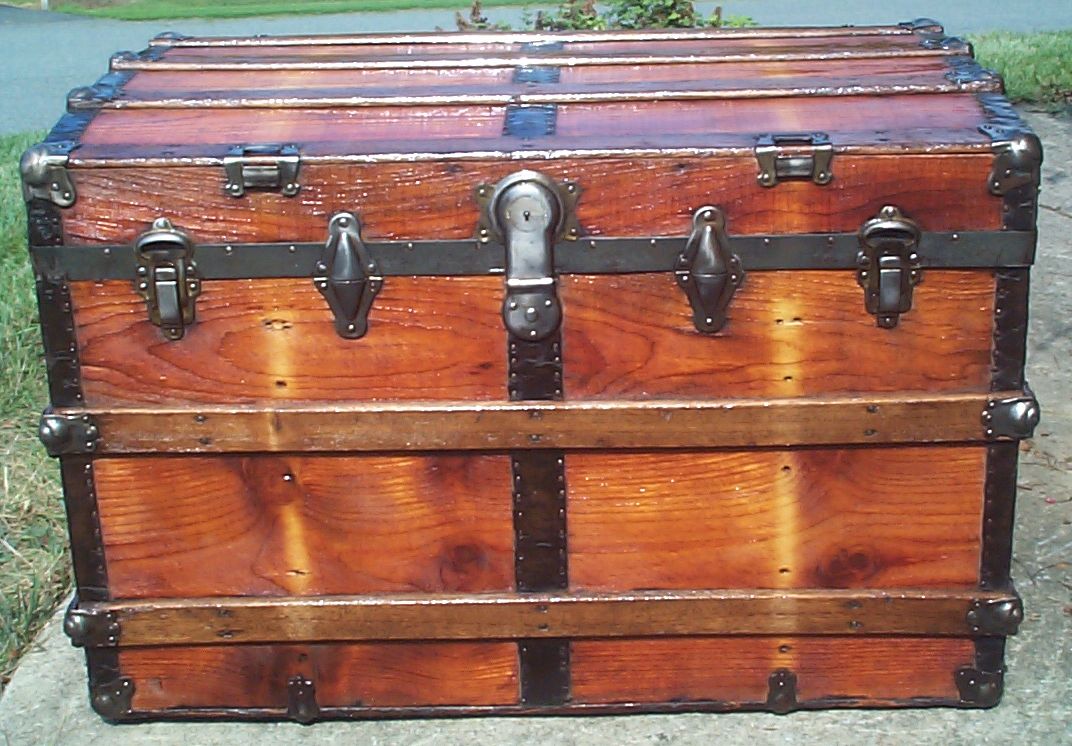 restored all wood roll top antique trunk for sale 878