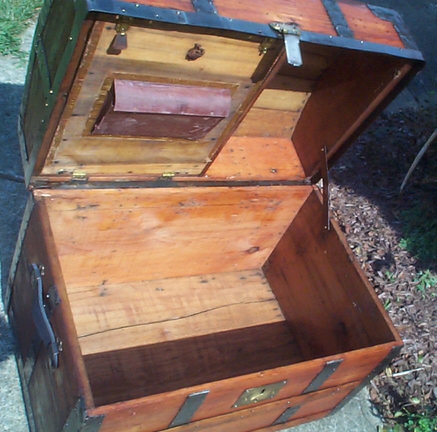 restored wood dome top antique trunk 879
