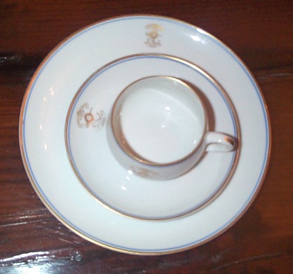 argentinian navy cup, saucer, small plate top view 
