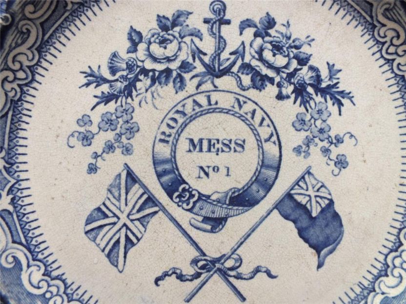 Mess No 1 british royal navy mess plate with Roses, Thistle, Clover, Flags and Anchor pattern