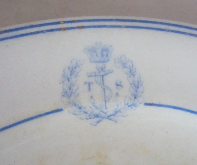 simple badge with mess 21 w/ royal navy badge and banner HMS Cambridge pre-1907