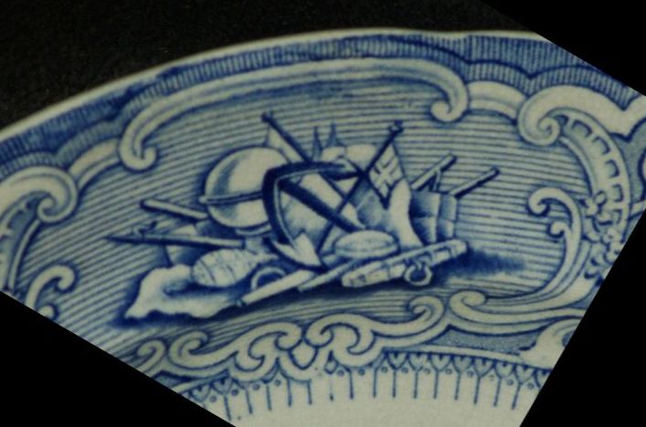 british royal navy mess plate with Roses, Thistle, Clover, Flags and Anchor pattern