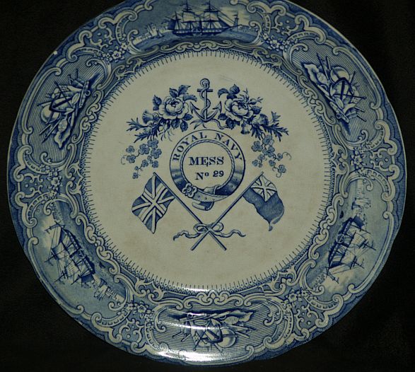 british royal navy mess plate no. 29 Roses, Thistle, Clover, Flags and Anchor pattern