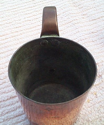 royal navy 1 quart copper measure for rum and grog, george v cipher stamp