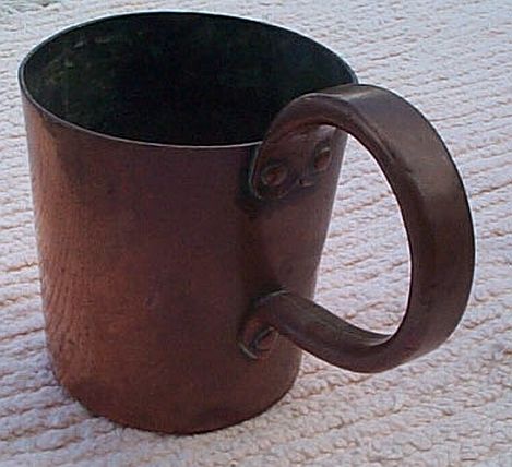 royal navy 1 quart copper measure for rum and grog, george v cipher stamp