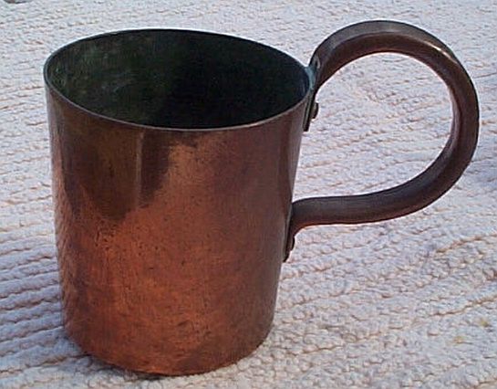 royal navy 1 quart copper measure for rum and grog, george v cipher stamp