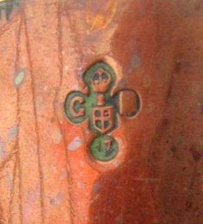 royal navy 1/2 pint copper measure for rum and grog, queen victoria cipher stamp