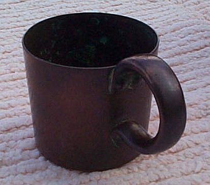 royal navy 1/2 pint copper measure for rum and grog, queen victoria cipher stamp