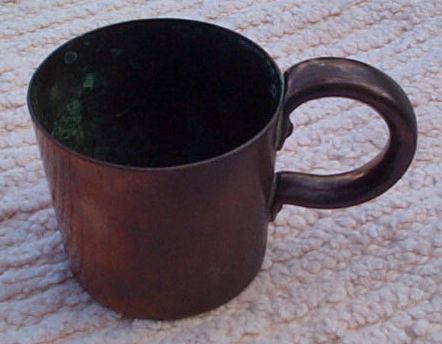 royal navy 1/2 pint copper measure for rum and grog, queen victoria cipher stamp