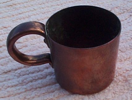 royal navy 1/2 pint copper measure for rum and grog, queen victoria cipher stamp