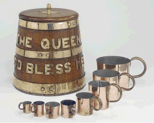 british royal navy rum cup copper measures 8 Piece Collection