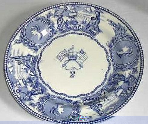 1850-1901 British Royal Navy Mess Plate No 2, Victoria, with Flags 