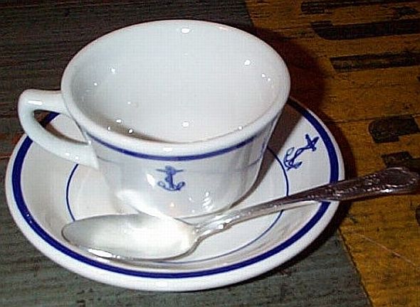 Wardroom Officer Coffee Cup, Saucer, Teaspoon