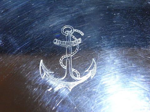 French Navy Silverplated Bottle Coaster Fouled Anchor