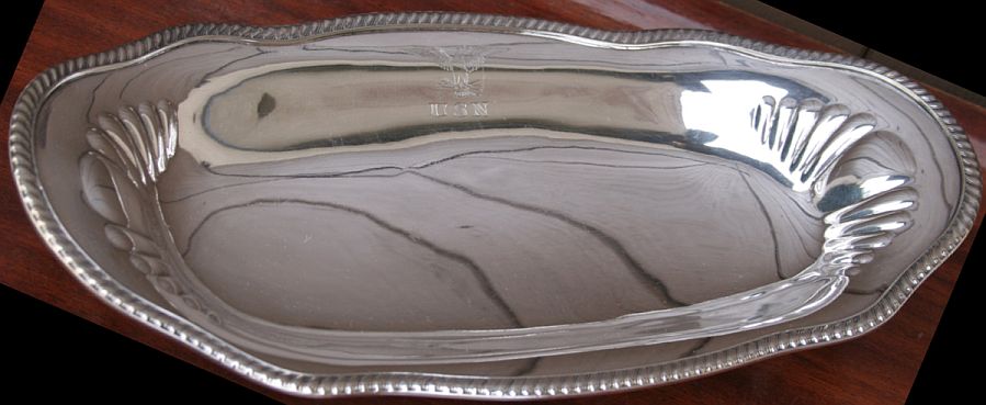 us navy captains mess silverplated serving dish bread basket or roll server