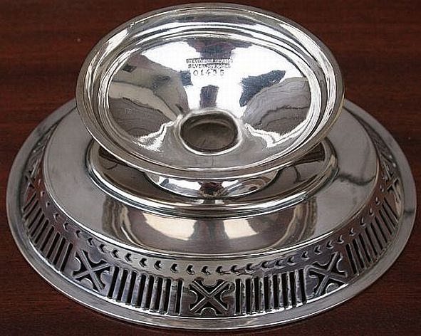 captains cabin candy dish, silverplated holloware