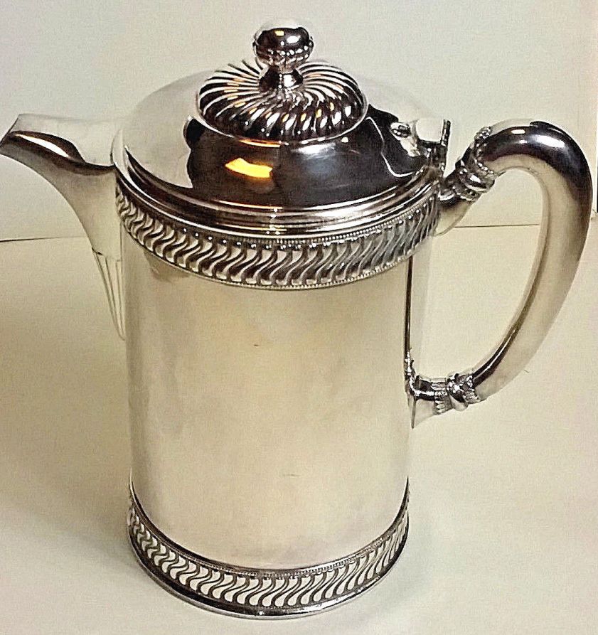 antique silverplated us navy captains ice water decanter or water pitcher insignia