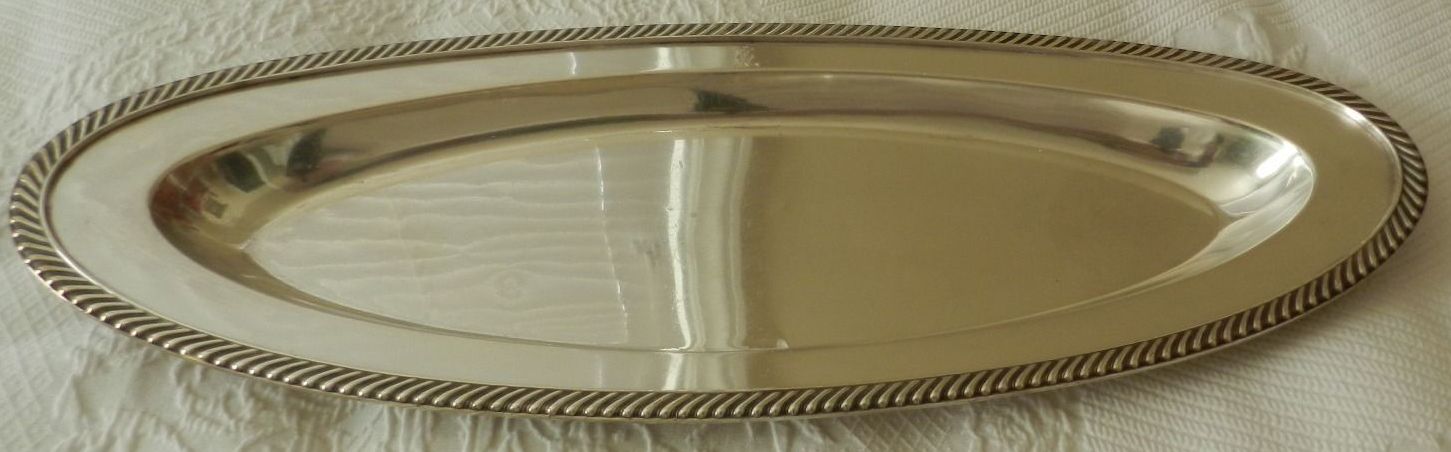 Dated 1940 US Navy Wardroom Officers HUGE Fish Server Platter Dish Fouled Anchor and USN topmark insignia