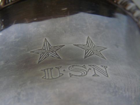 insignia us navy 2 star rear admirals silverplated desktop cigarette holder