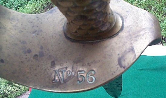 ames naval cutlass m1841 with rack number 56 stamped on hilt