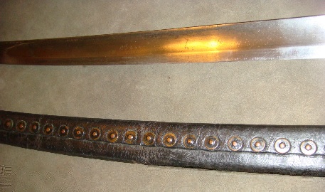 m1860 naval cutlass separate from leather scabbard with frog