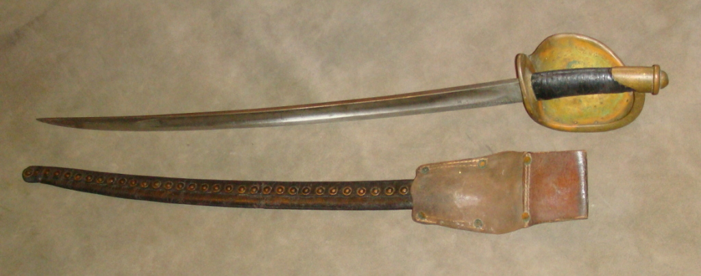 m1860 naval cutlass in leather scabbard with frog