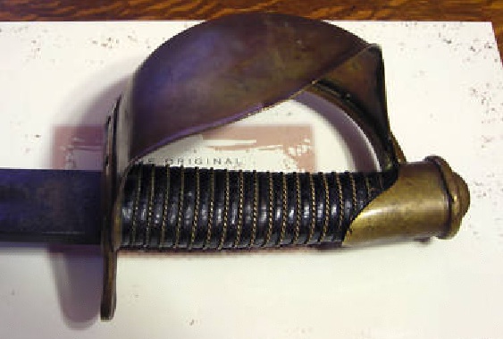 m1860 naval cutlass brass hilt, leather grip with wrapped wire