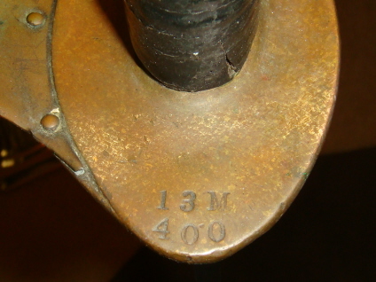 m1860 naval cutlass inspector initials on pommel of grip