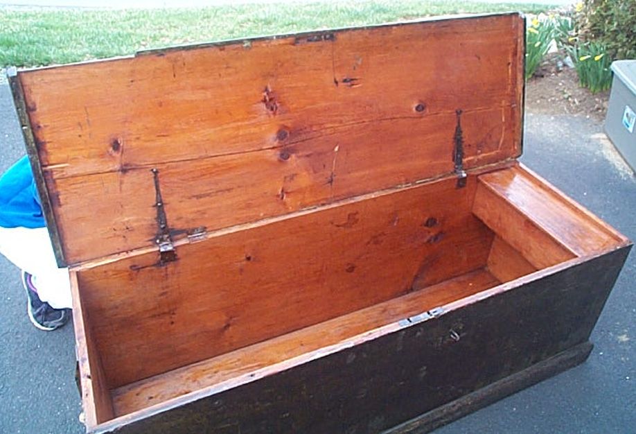 Large 6-Plank Mid 19th Century Sea Chest or Stowage Chest used on Weather Decks