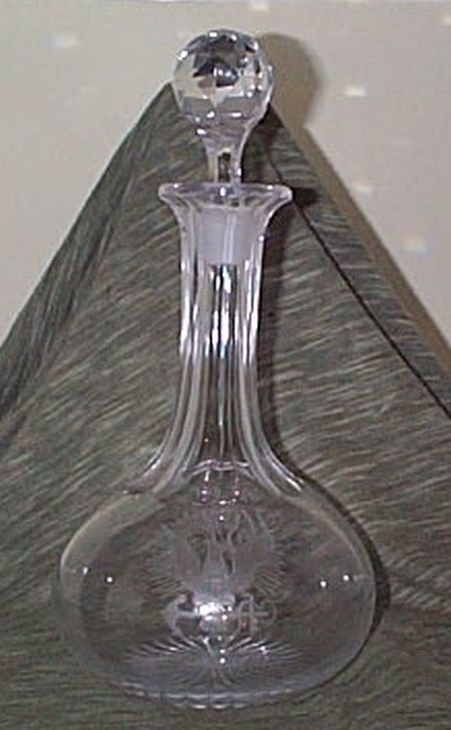 1893-1900 us navy antique crystal decanter with Eagle Clutching Anchor and USN insiginia and inscription