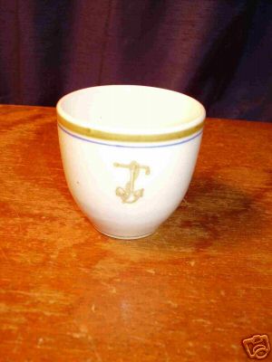 Naval Insignia of Gold Fouled Anchor with Twisted Steel Stock on Demitasse Cup
