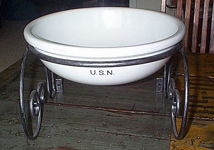 navy porcelain sink stamped USN