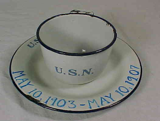 us navy enlisted enamelware with initials usn