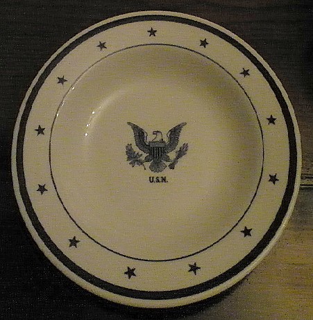 navy Senior officer soup bowl, eagle with usn