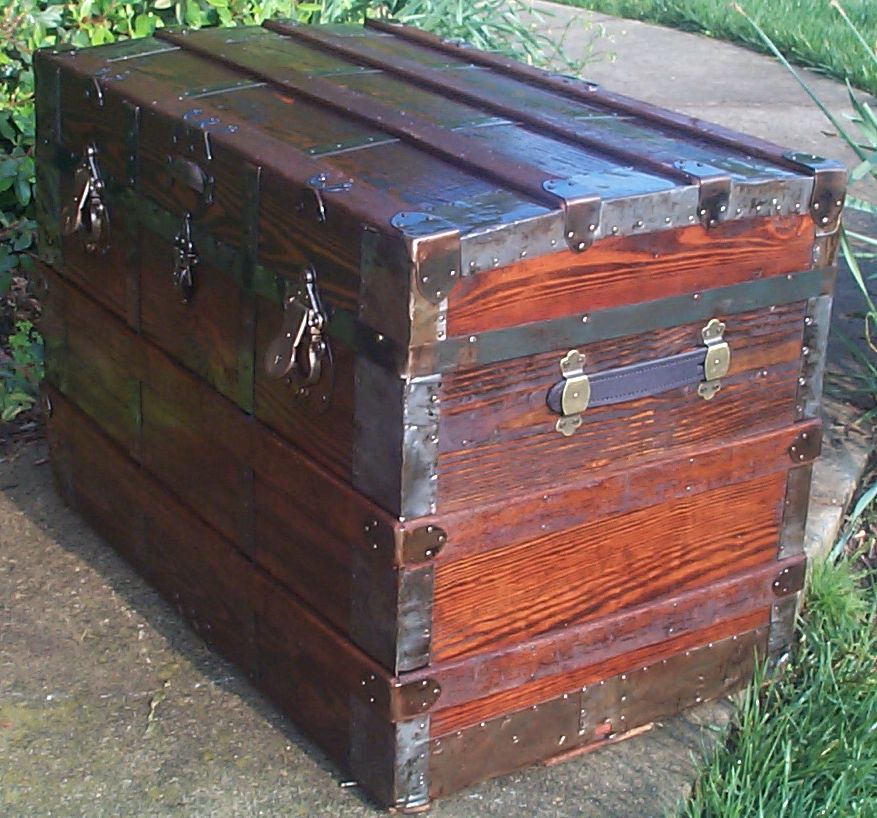restored victorian flat top antique trunk for sale 642