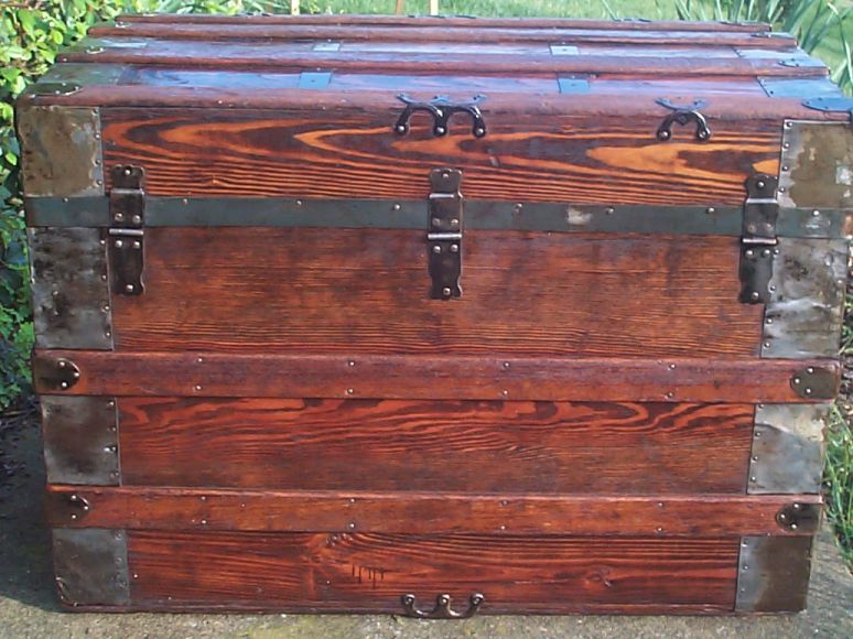 restored victorian flat top antique trunk for sale 642