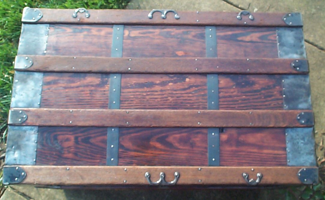 restored victorian flat top antique trunk for sale 642