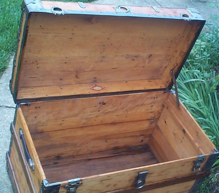 restored victorian flat top antique trunk for sale 643
