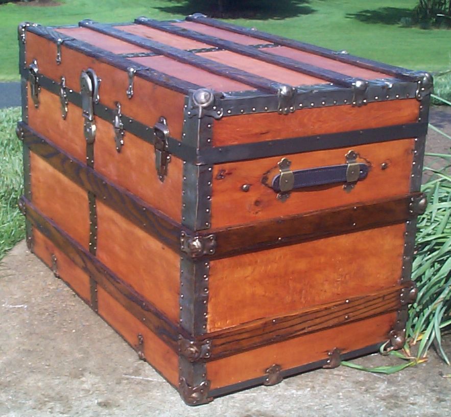 restored victorian flat top antique trunk for sale 644