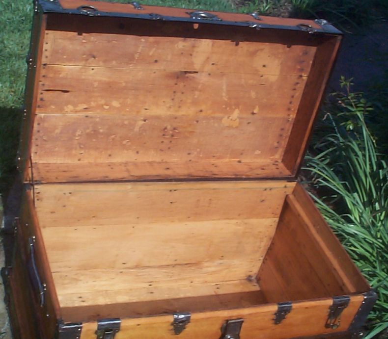 restored victorian flat top antique trunk for sale 644