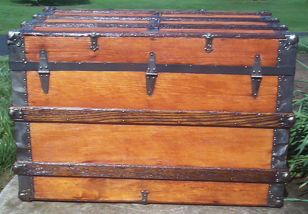 restored victorian flat top antique trunk for sale 644